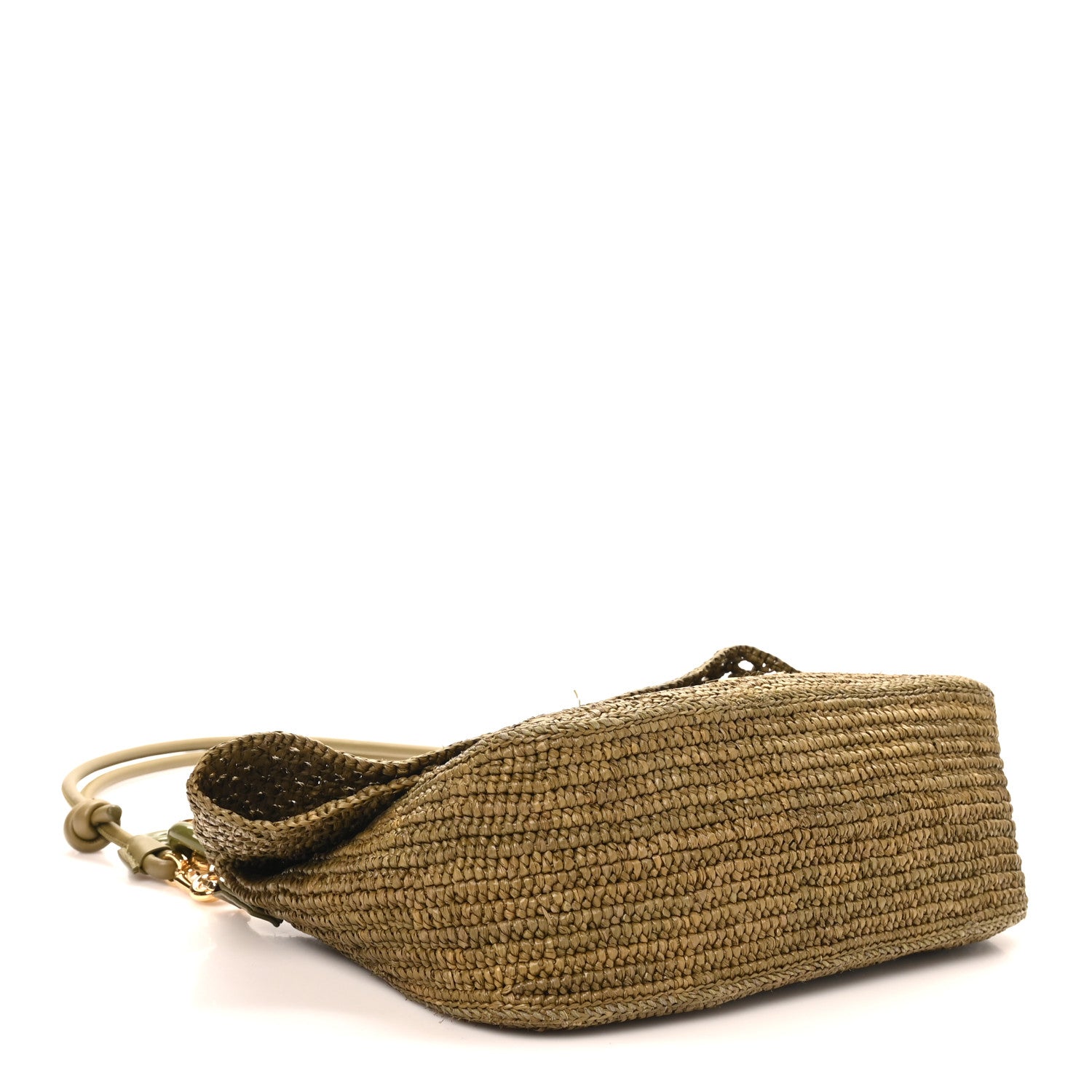 Loewe Raffia Calfskin Donut Chain Medium Ola Shoulder Bag Dark Khaki 3 of 8