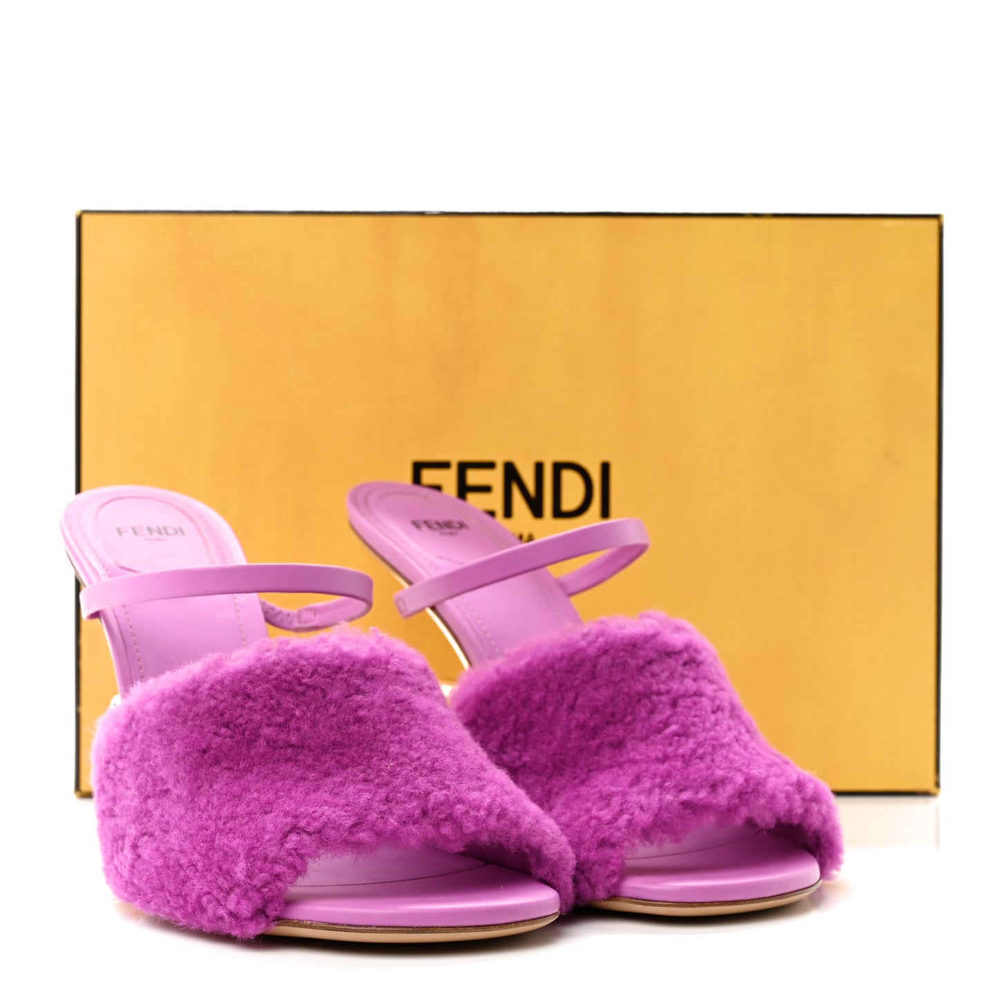 Shearling Vitello Fendi First 95mm Slide Sandals 40 Bouganville Colorado