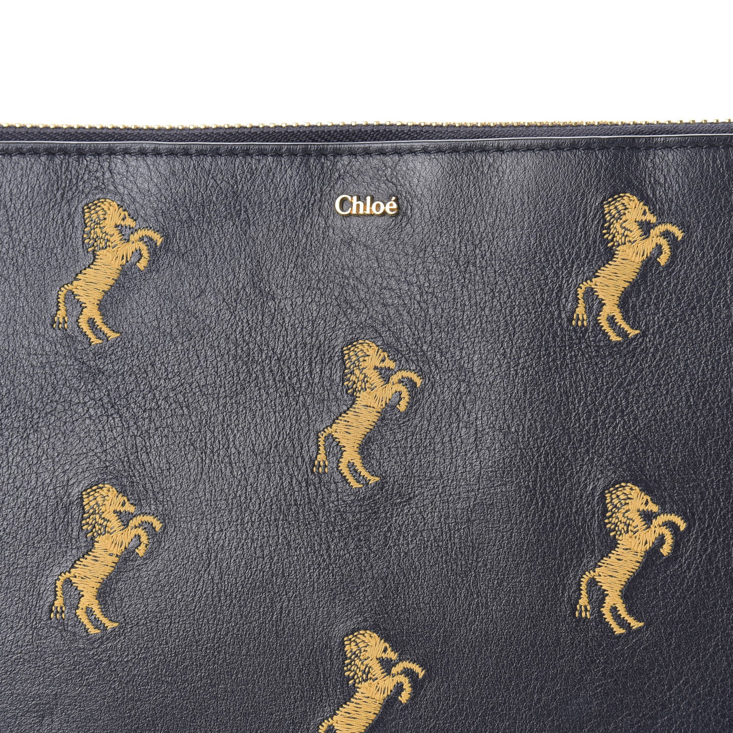 Chloe Smooth Calfskin Little Horses Embroidered Pouch Black 9 of 9