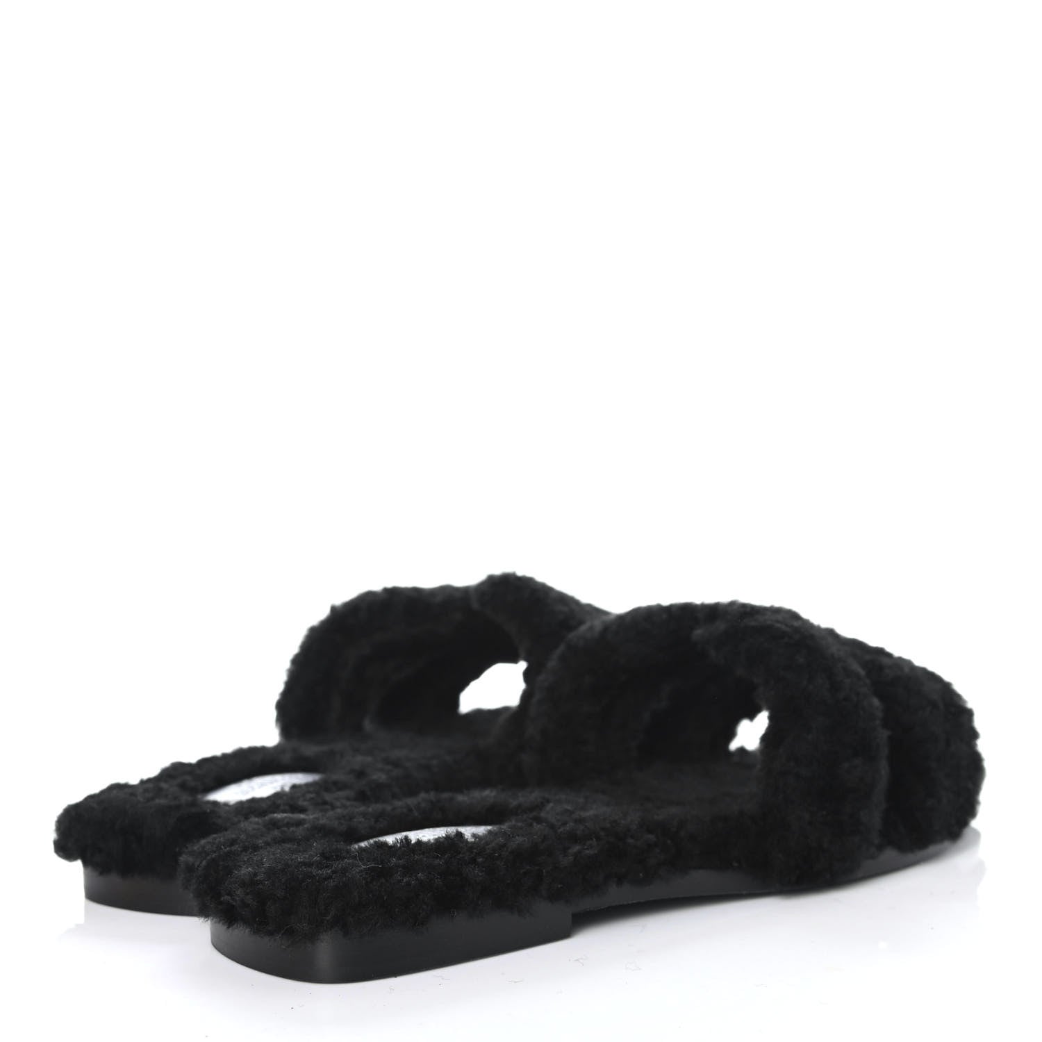 Hermes Woolskin Oran Sandals 38.5 Black 3 of 4