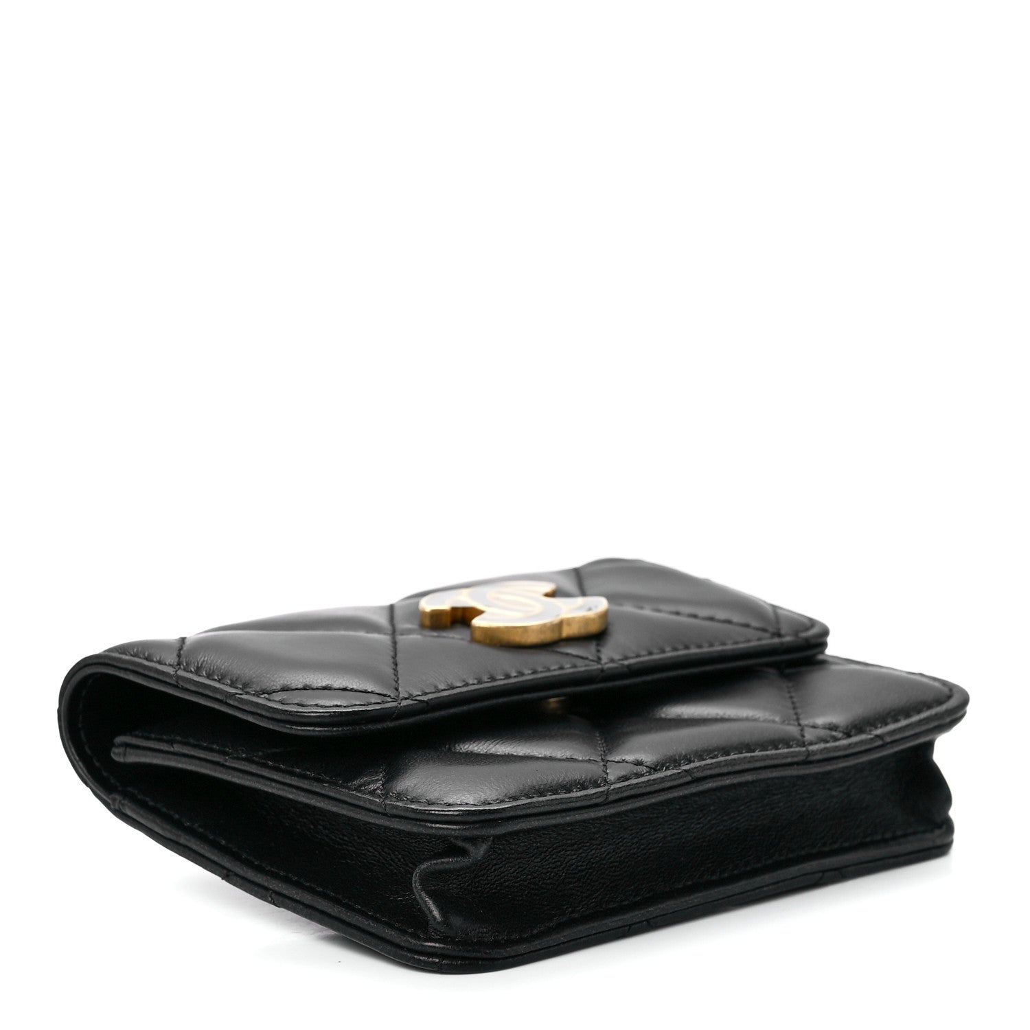 Chanel Lambskin Enamel Quilted Pending CC Flap Belt Bag Black 4 of 13