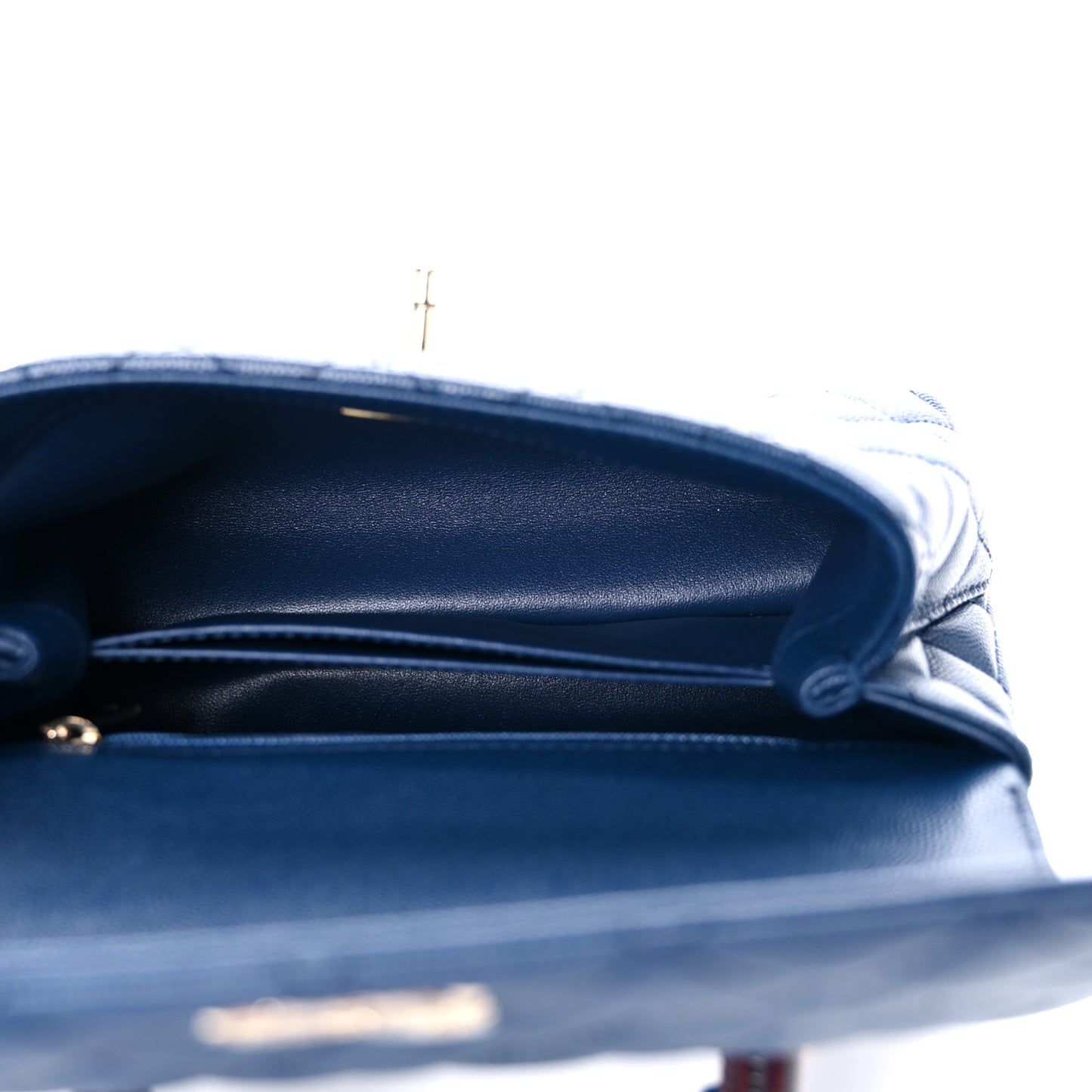 Caviar Quilted Lizard Embossed Mini Coco Handle Flap Navy Blue