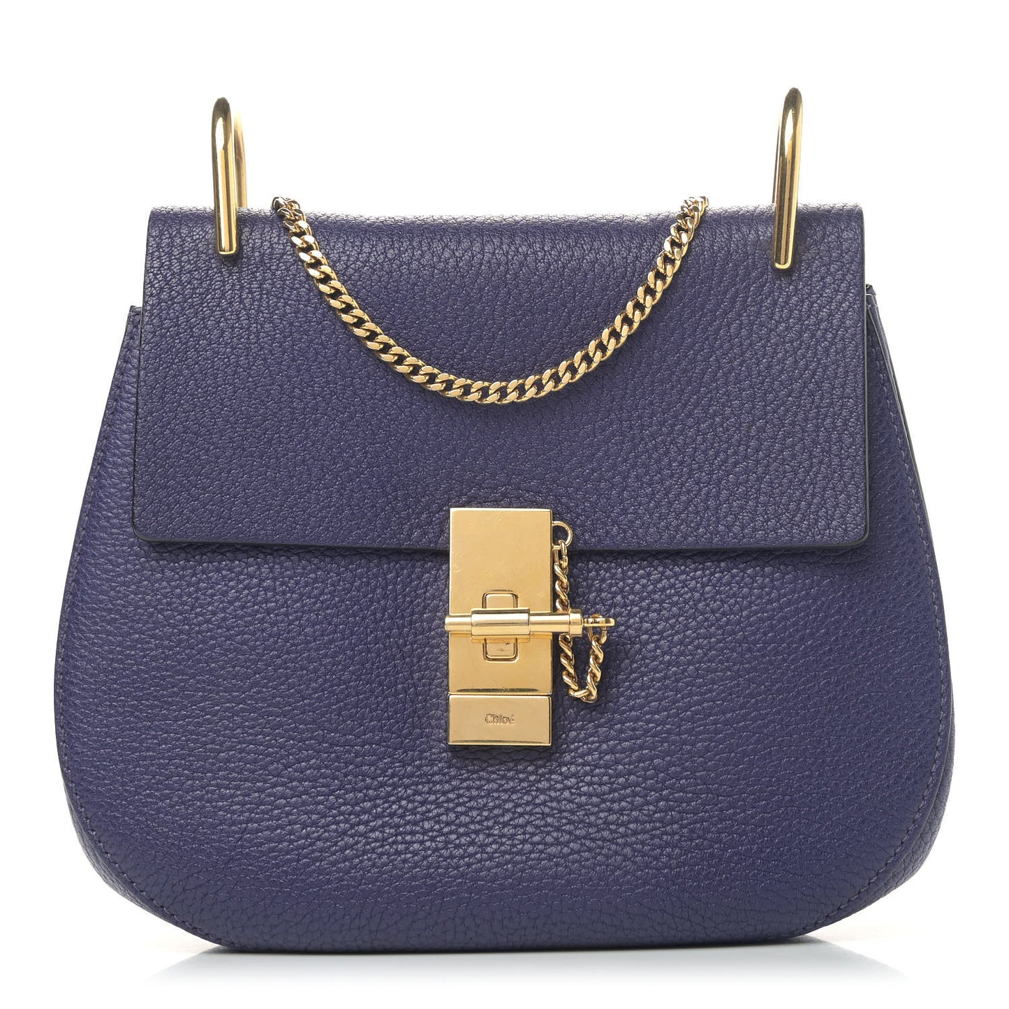 Grained Lambskin Drew Shoulder Bag Royal Navy