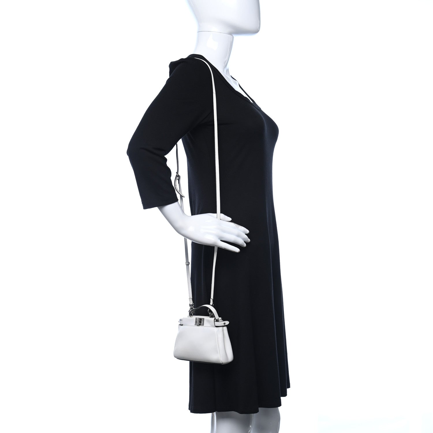 Fendi Shiny Nappa Micro Peekaboo Iconic Satchel White 3 of 11