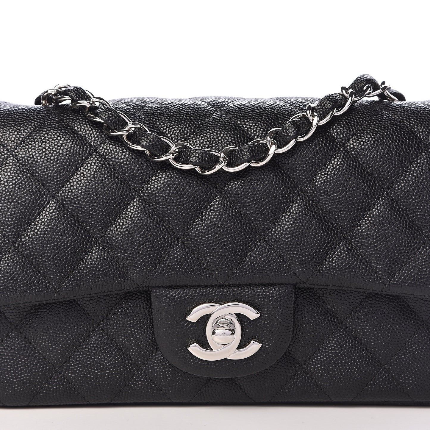 Caviar Quilted Mini Rectangular Flap Black