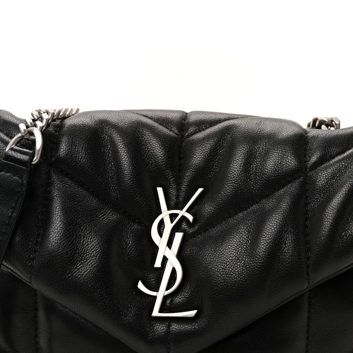 Saint Laurent Lambskin Quilted Toy Loulou Puffer Monogram Chain Satchel Black 7 of 10