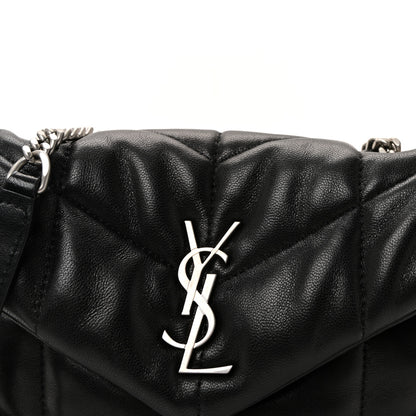 Saint Laurent Lambskin Quilted Toy Loulou Puffer Monogram Chain Satchel Black 7 of 10
