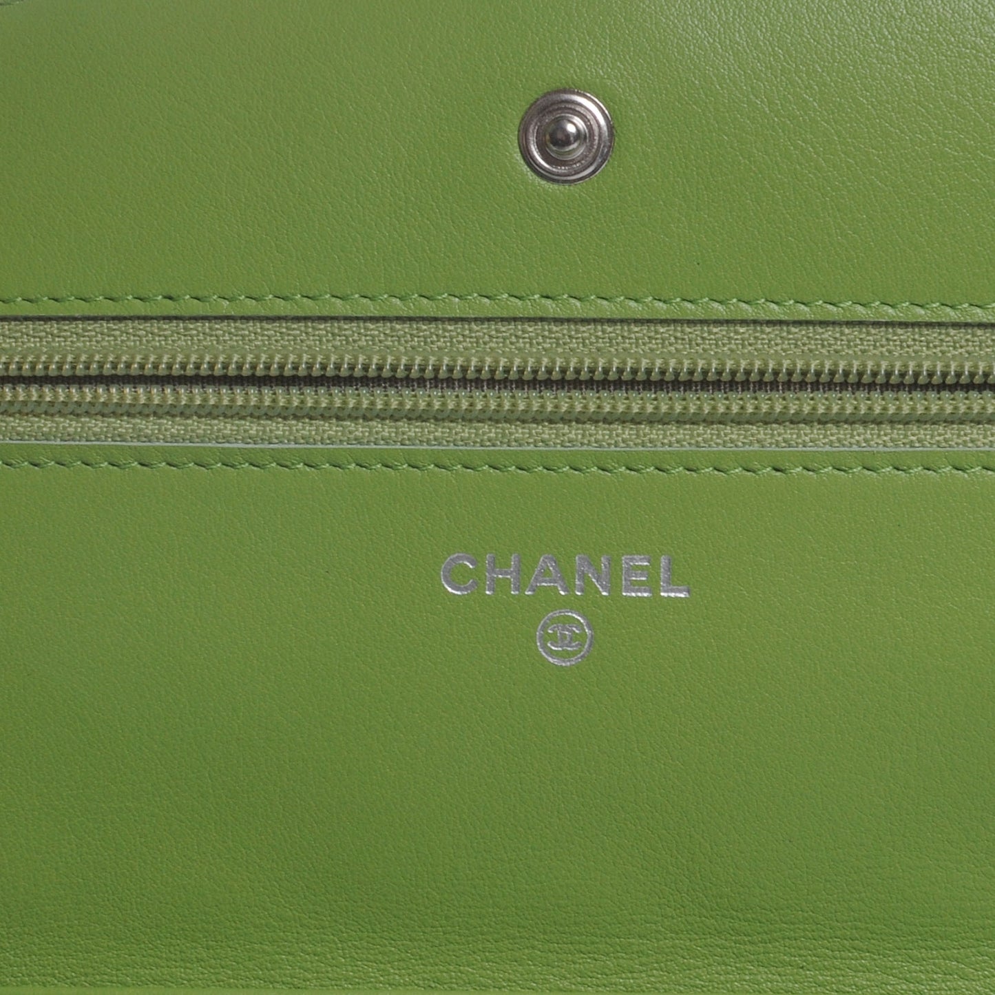 Patent Quilted Wallet On Chain WOC Lime Green