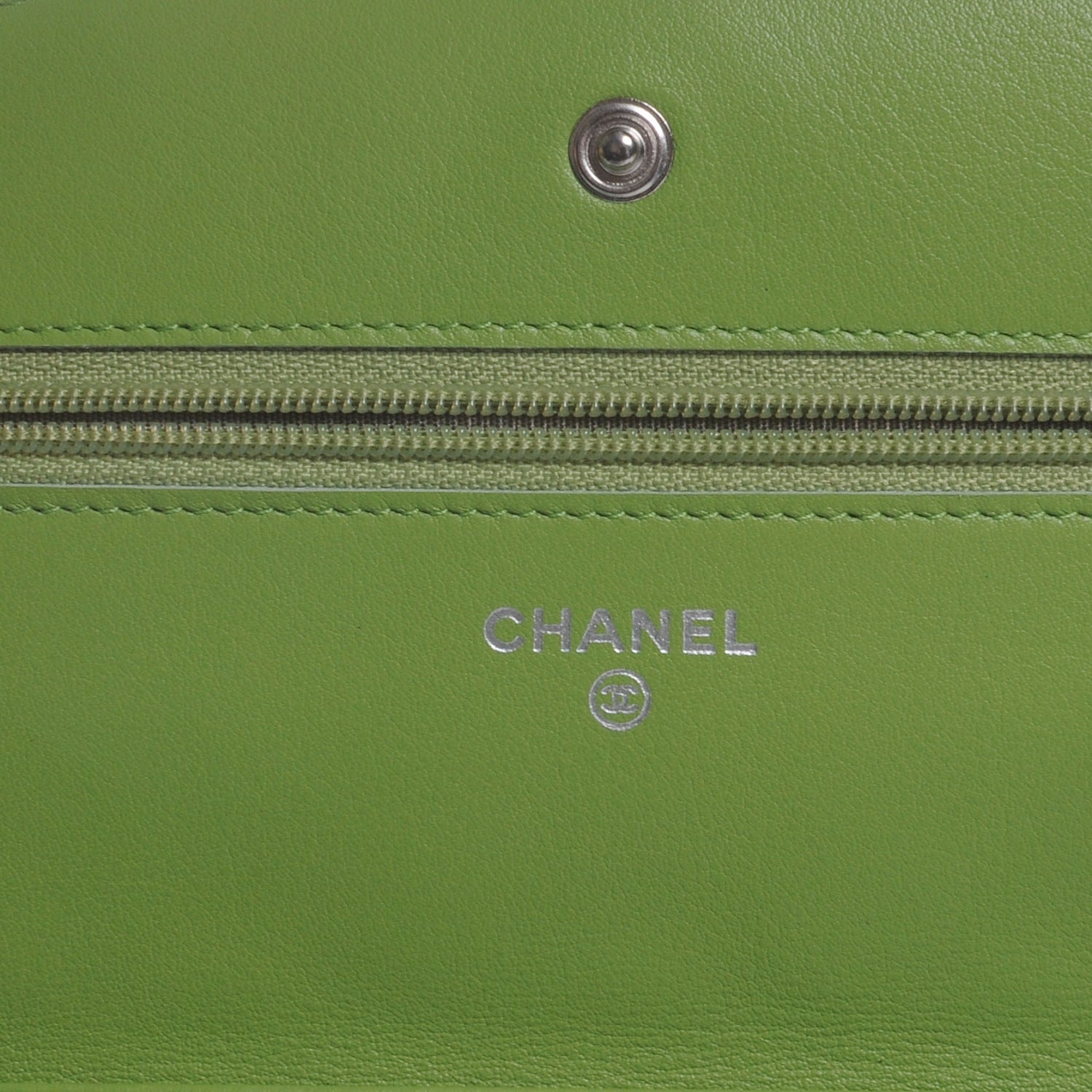 Chanel Patent Quilted Wallet On Chain WOC Lime Green 6 of 9