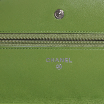 Chanel Patent Quilted Wallet On Chain WOC Lime Green 6 of 9