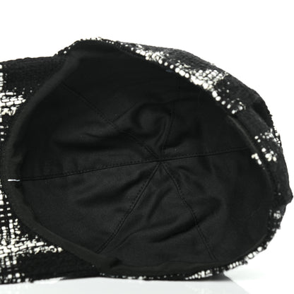 Chanel Tweed Cap Hat M Black White 7 of 8