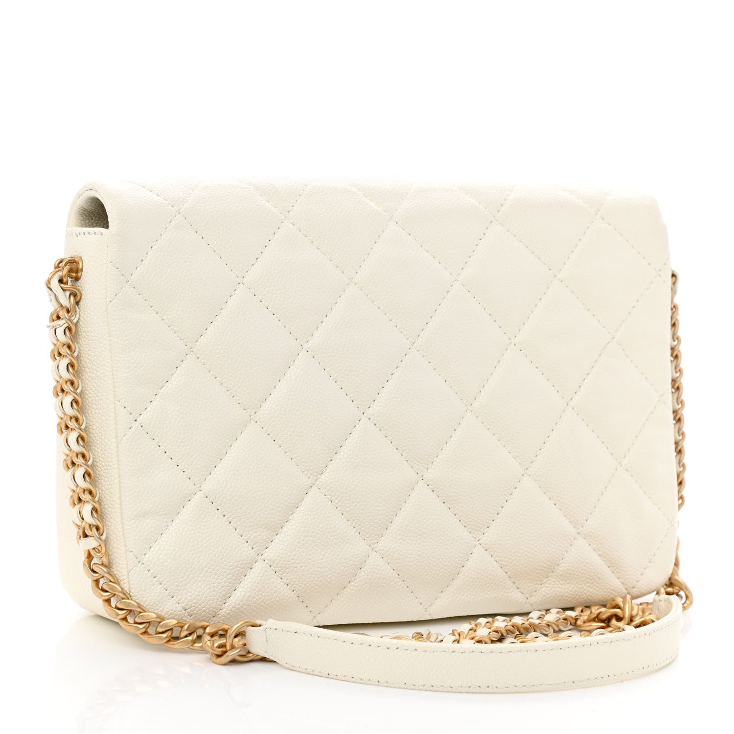 Chanel Shiny Caviar Quilted Large Chain Melody Flap White 3 of 13