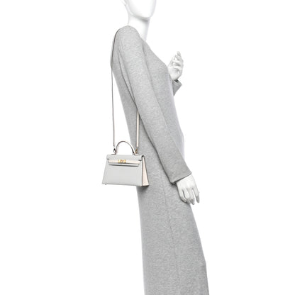 Hermes Chevre Mysore Horseshoe Mini Kelly Sellier 20 Gris Platine Nata 2 of 11