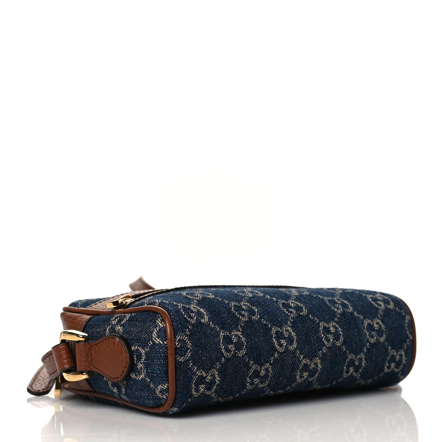 Gucci New Denim GG Monogram Dollar Calfskin Mini Ophidia Shoulder Bag Blue Tea Cuir Epilog 4 of 10