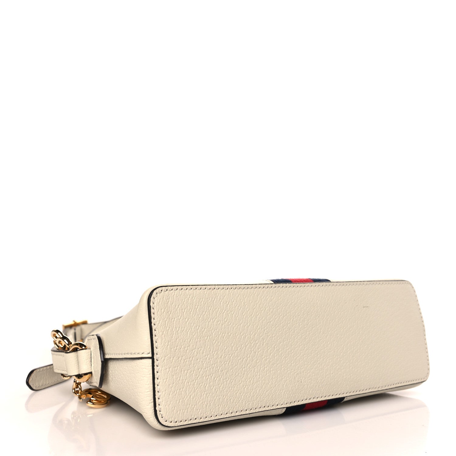 Gucci Textured Dollar Calfskin Web Small Ophidia Dome Shoulder Bag Mystic White 4 of 9