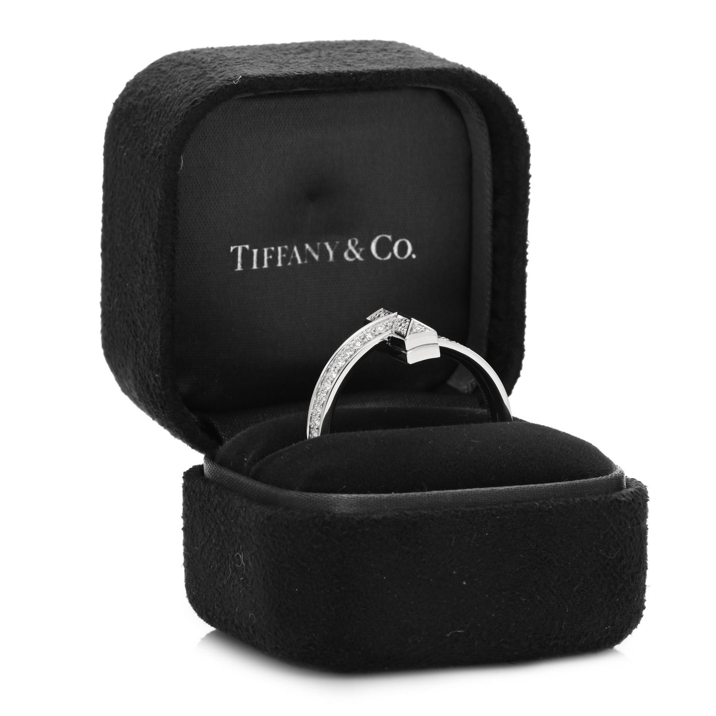18K White Gold Diamond T T1 Wide Ring 67 11.75
