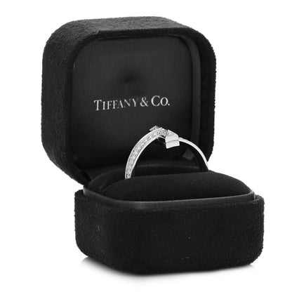 Tiffany 18K White Gold Diamond T T1 Wide Ring 67 11.75 5 of 5