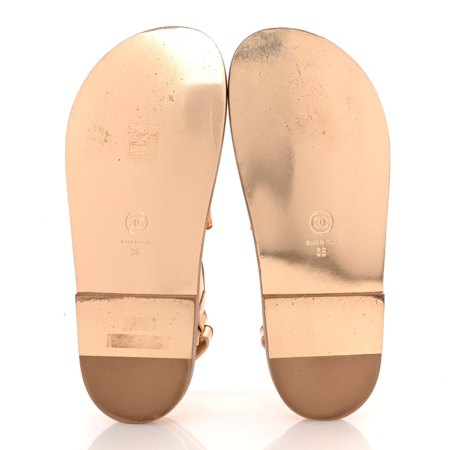 Chanel Metallic Laminated Calfskin Velcro Dad Sandals 36 Golden