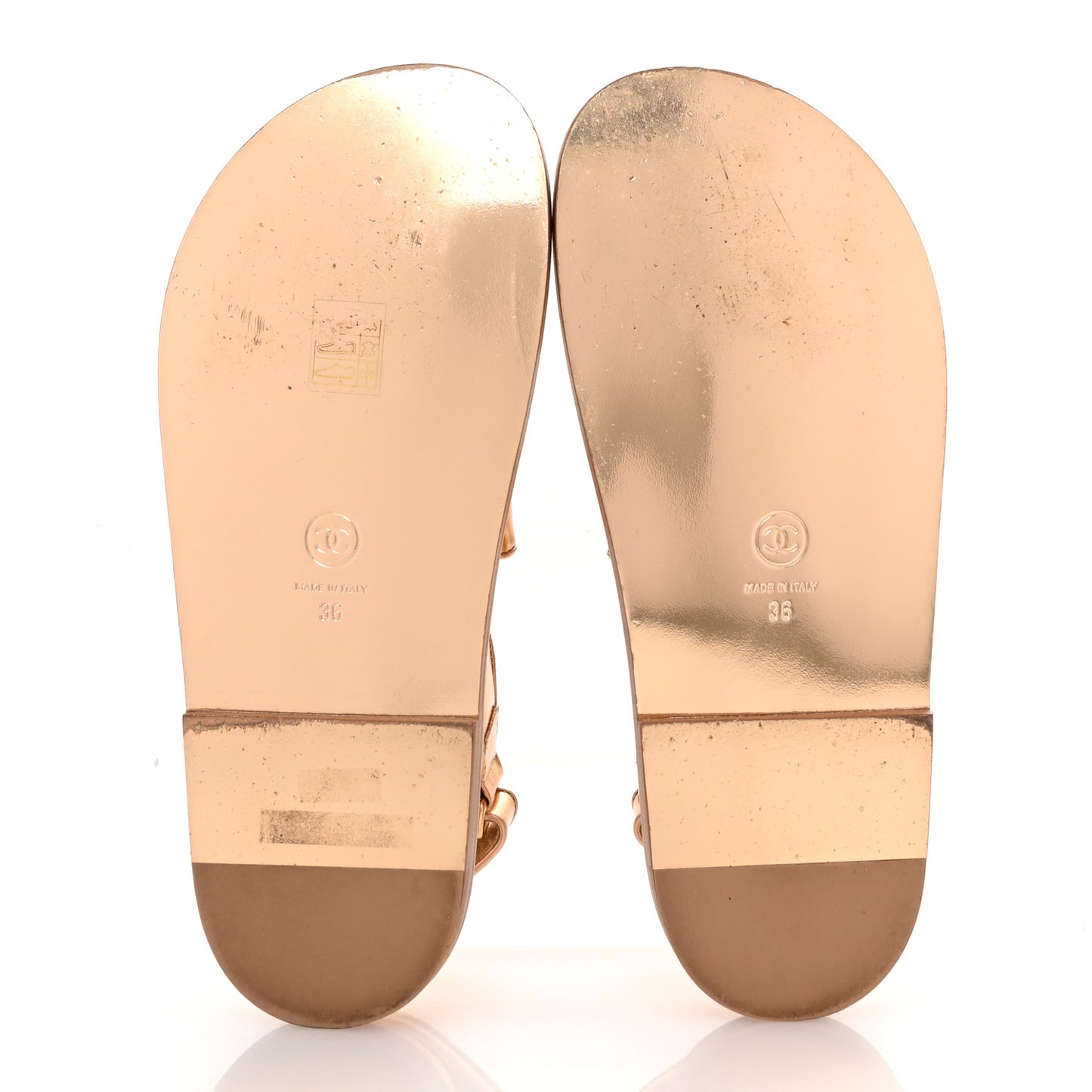 Metallic Laminated Calfskin Velcro Dad Sandals 36 Golden