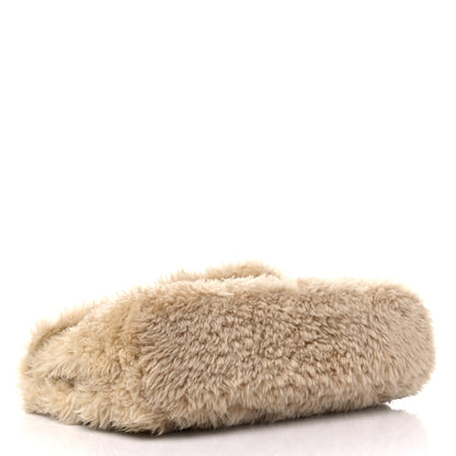 Saint Laurent Shearling Lambskin Quilted Sade Puffer Envelope Clutch Natural Beige 4 of 13