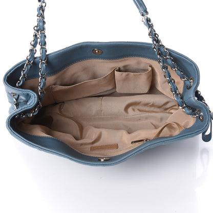 Chanel Caviar Quilted Expandable Zip Shoulder Bag Blue 7 of 10