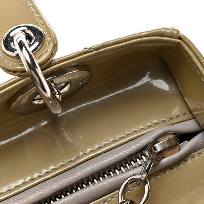 Christian Dior Patent Cannage Studded Double Strap Medium Lady Dior Beige 13 of 16