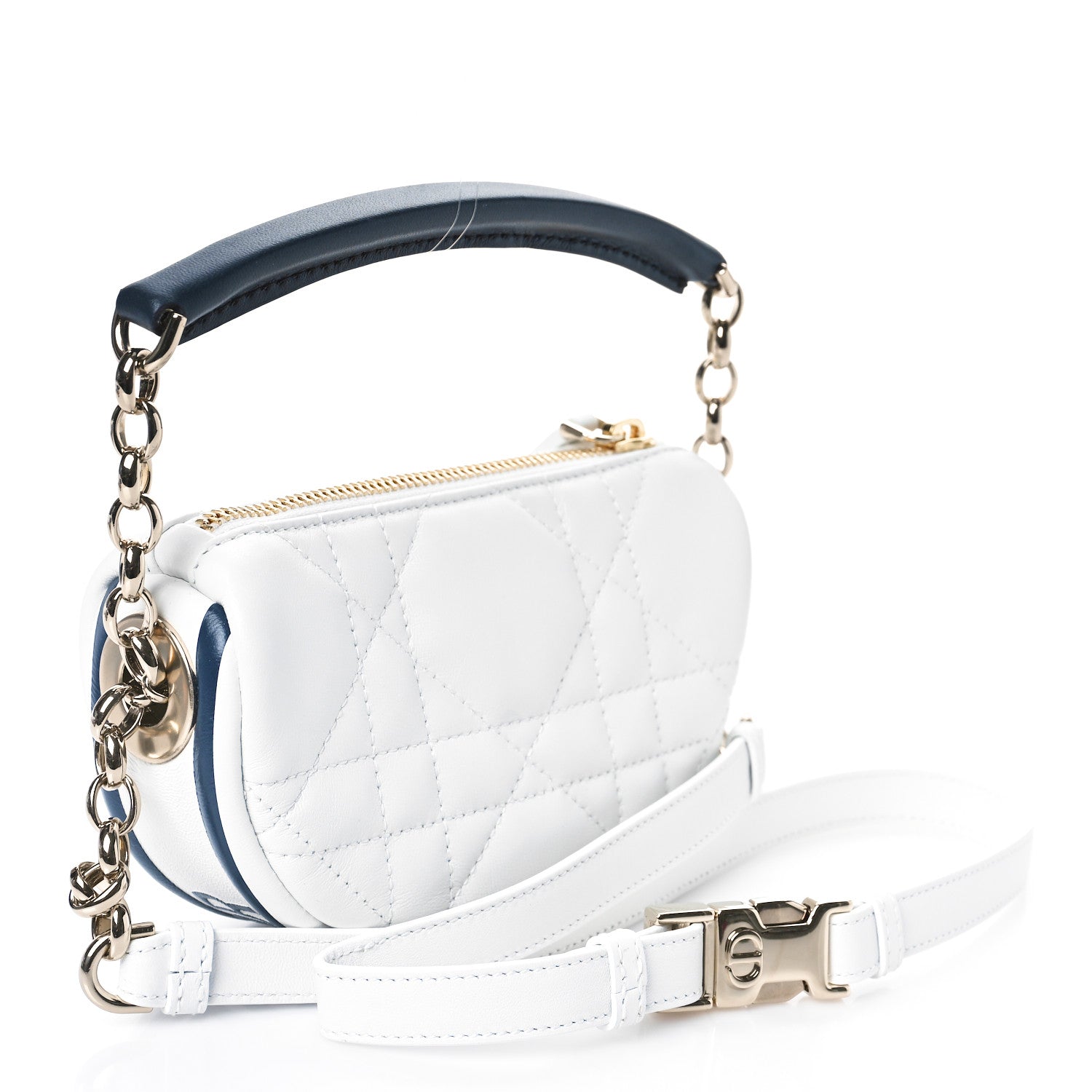 Christian Dior Lambskin Cannage Micro Dior Vibe Hobo Bag White 2 of 7
