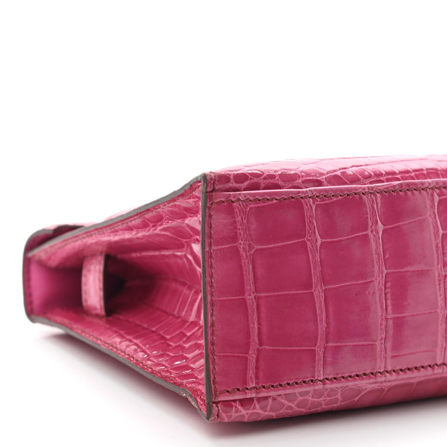Hermes Shiny Alligator Kelly Pochette Fuchsia 9 of 12