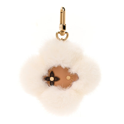 Louis Vuitton Calfskin Mink Fur Vivienne Bag Charm Key Holder White 1 of 5