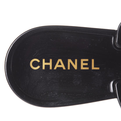 Chanel Jelly Camellia Thong Sandals 40 Black Ivory 9 of 10