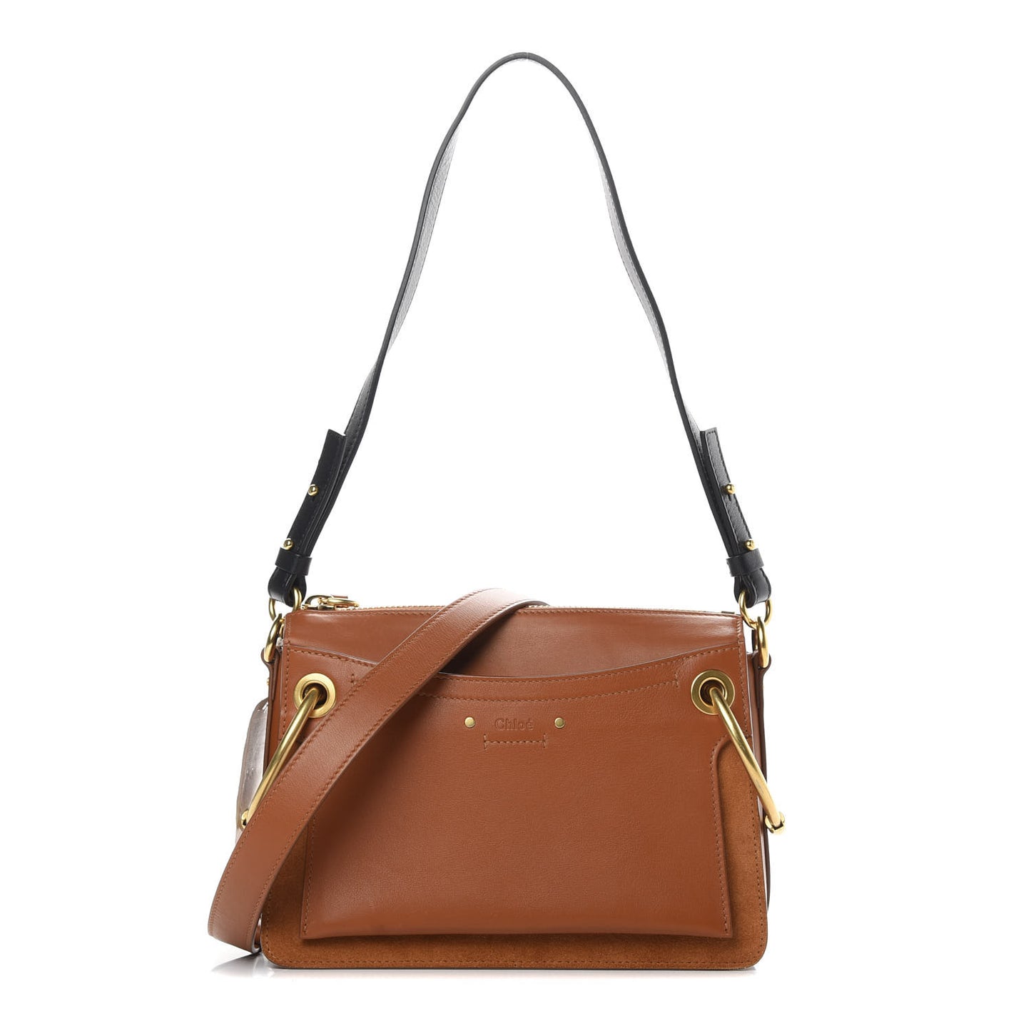 Calfskin Suede Small Roy Bag Caramel