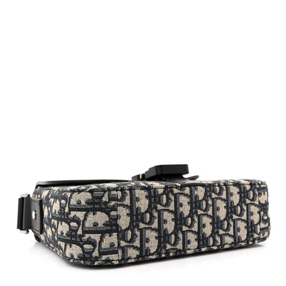 Christian Dior Oblique Jacquard Grained Calfskin Small Saddle Messenger Bag Beige Black 4 of 12