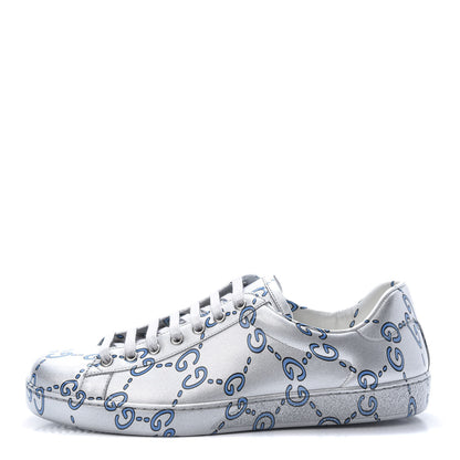 Gucci Miro Rubber Wax GucciGhost Print Mens New Ace Sneakers 9.5 Silver 1 of 8