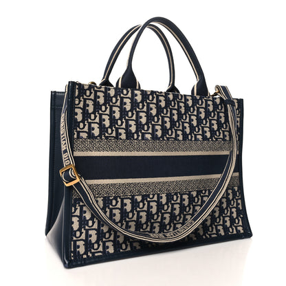 Christian Dior Oblique Calfskin Medium Book Tote With Strap Blue Multicolor 3 of 12