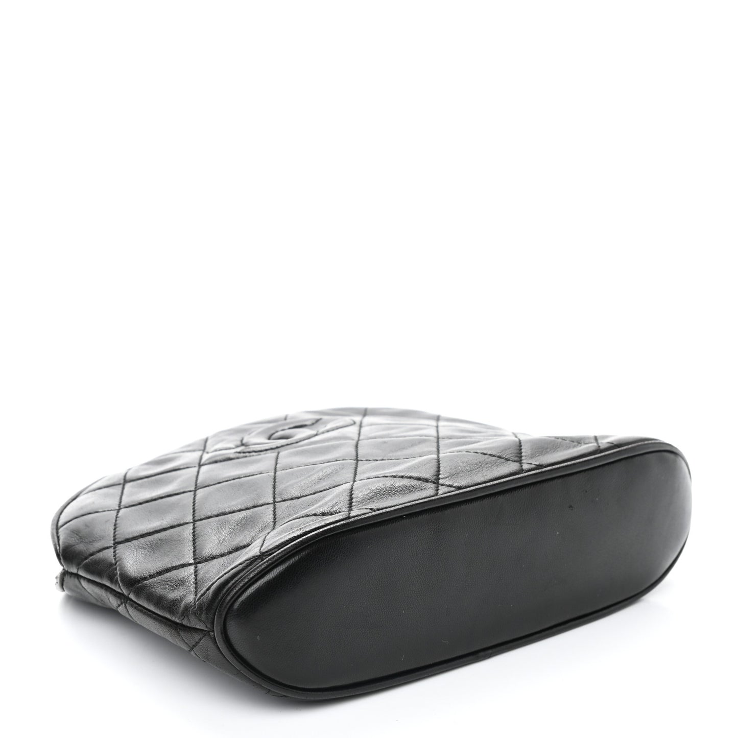 Lambskin Quilted Tassel Camera Case Black