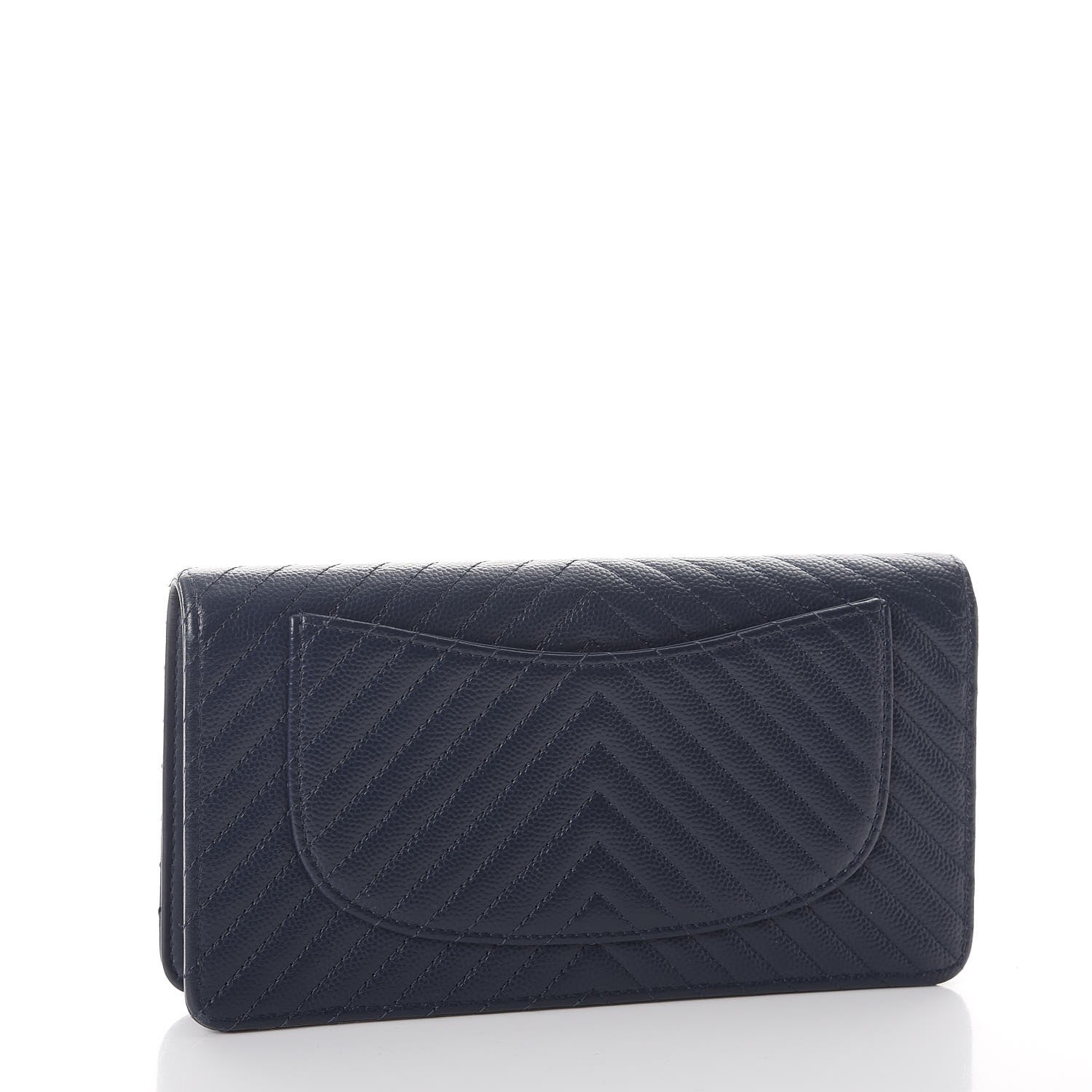 Chanel Caviar Chevron Quilted Yen Wallet Navy 3 of 8