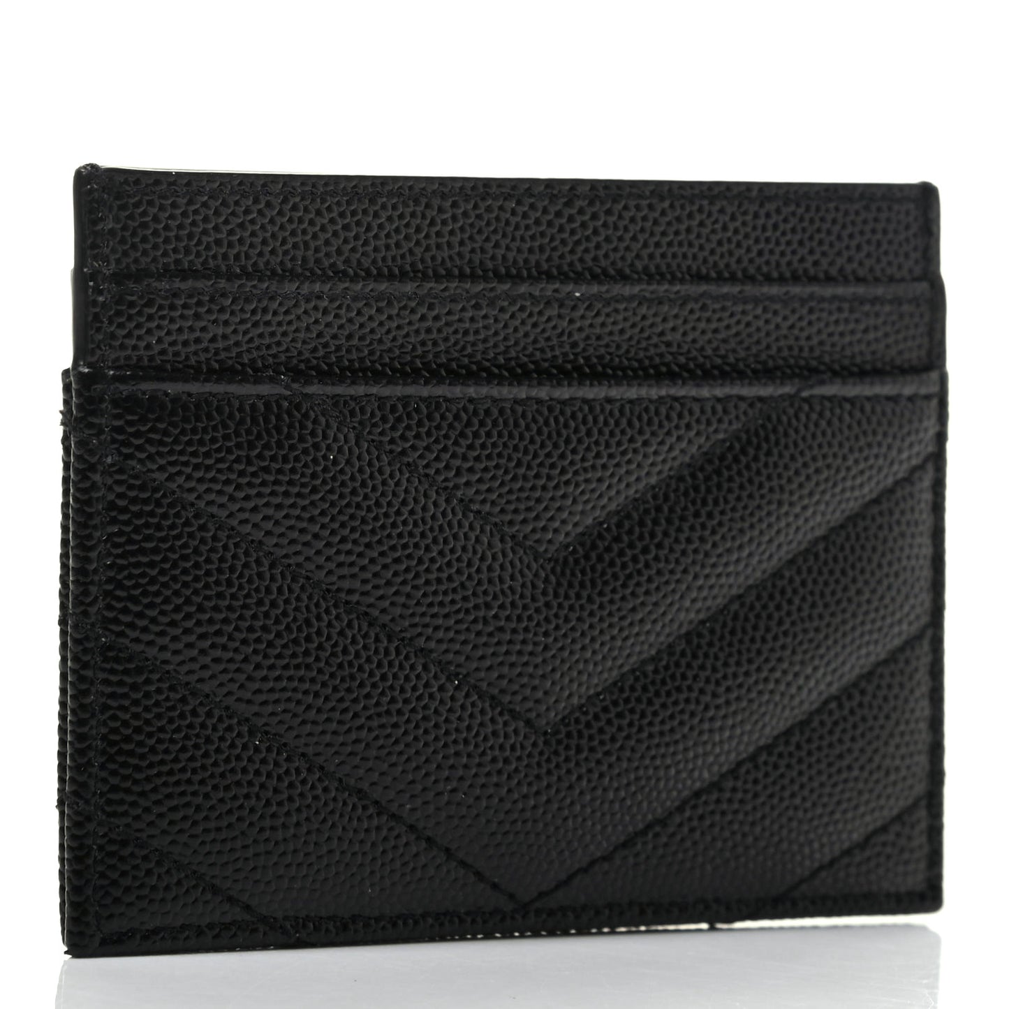 Grain De Poudre Matelasse Chevron Monogram Credit Card Case Black