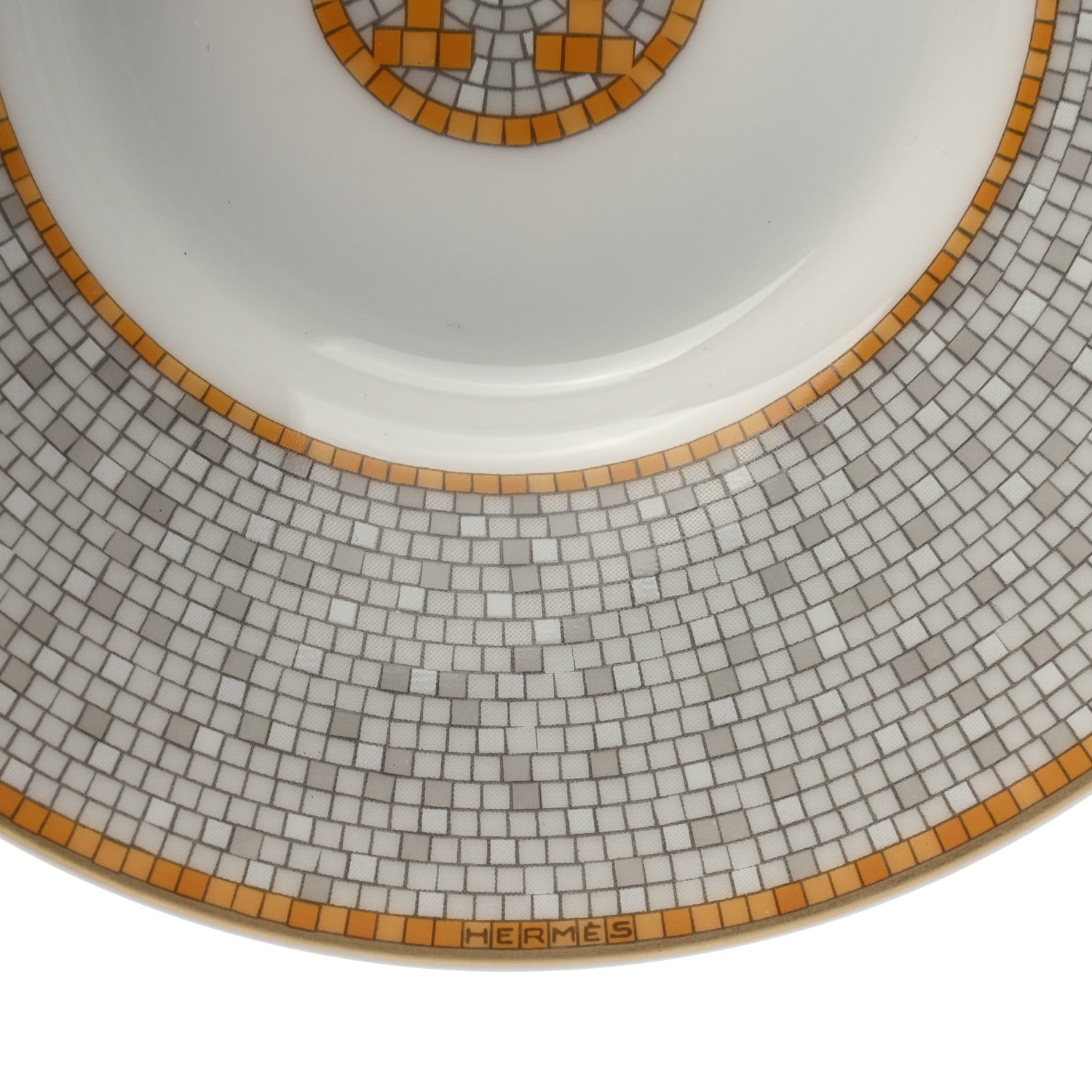 Hermes Porcelain Mosaique Au 24 Gold Coffee Cup and Saucer Set of 2 7 of 9