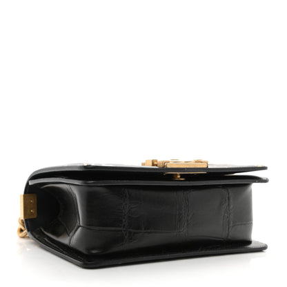Chanel Calfskin Crocodile Embossed Graffiti Cocodile Small Boy Flap Black Gold 4 of 9