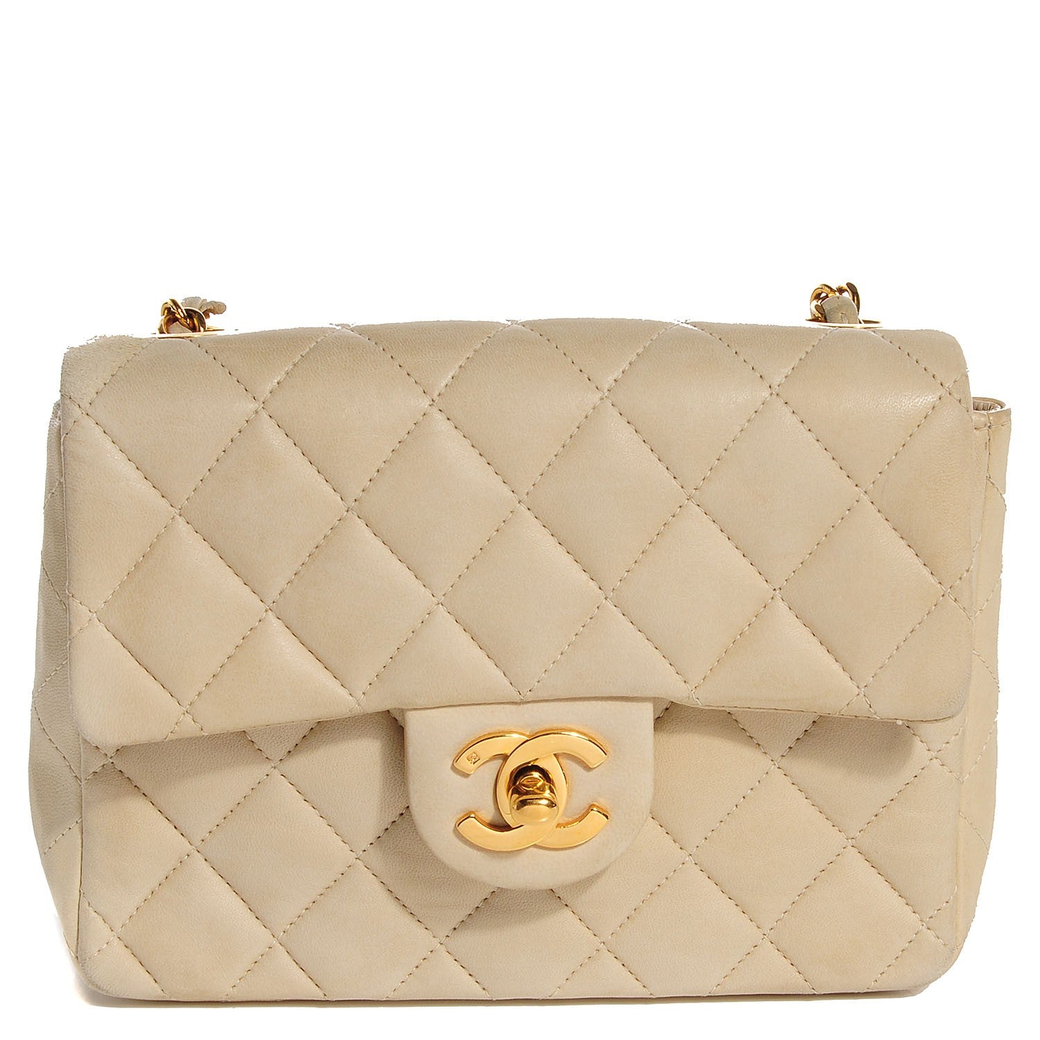 Chanel Lambskin Quilted Mini Square Flap Beige Clair 1 of 9