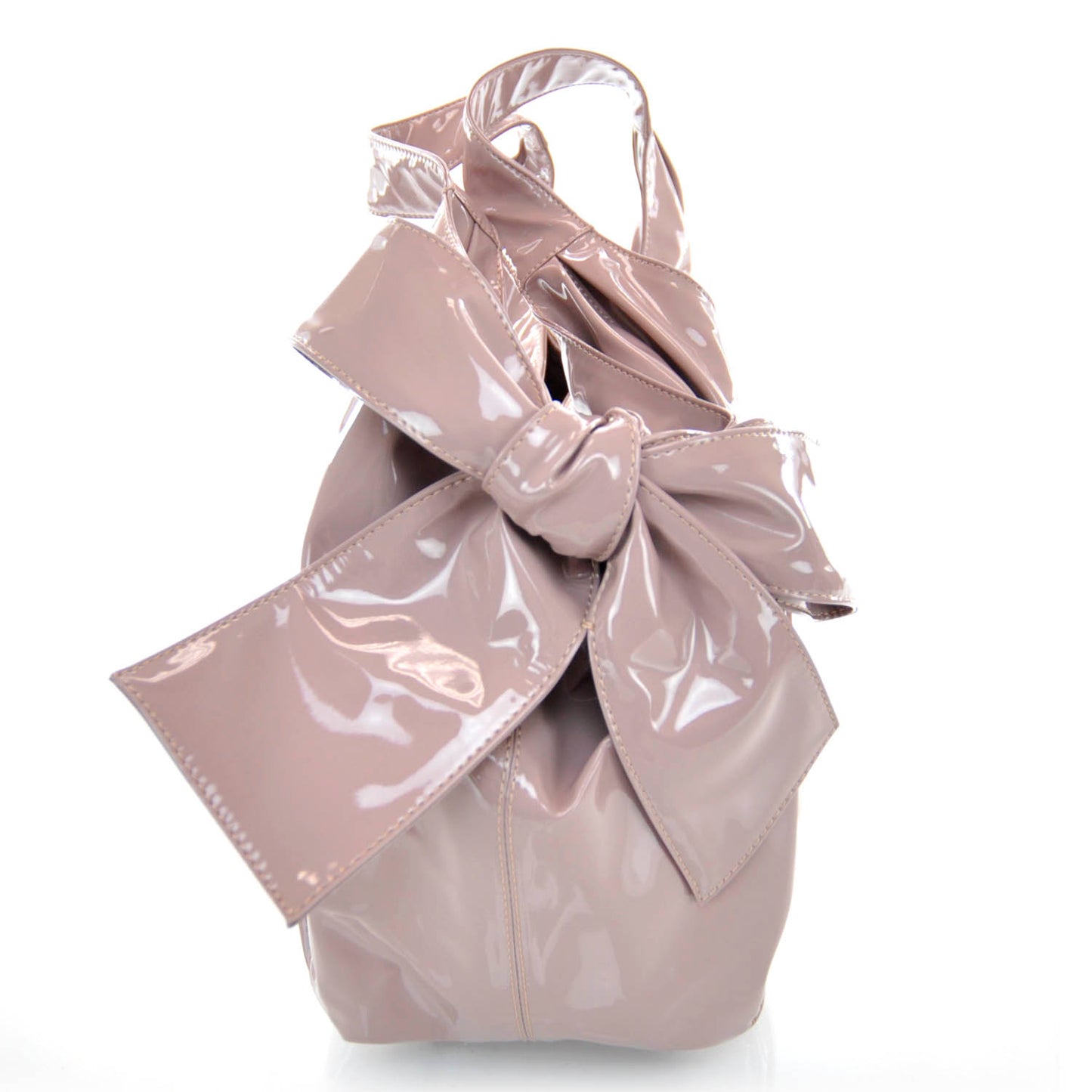 Patent Lacca Large Nuage Bow Hobo Blush