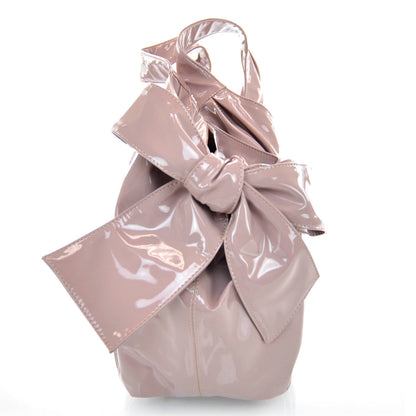 Valentino Garavani Patent Lacca Large Nuage Bow Hobo Blush 5 of 8