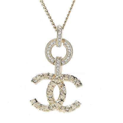 Chanel Crystal CC Logo Pendant Necklace Gold 4 of 6