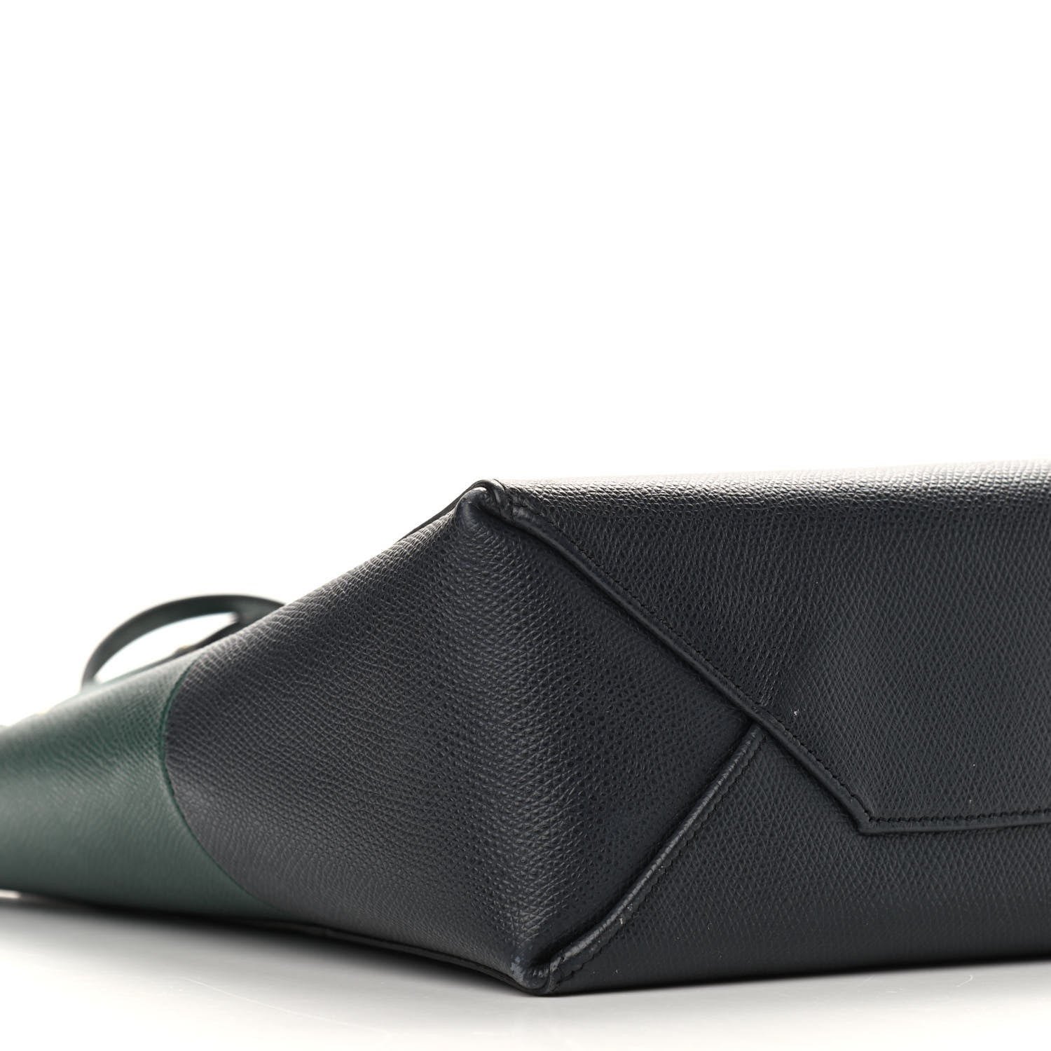 Celine Grained Calfskin Small Vertical Bi-Cabas Dark Green Black 10 of 11