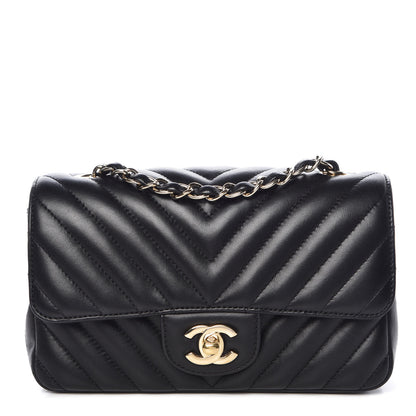 Chanel Lambskin Chevron Quilted Mini Rectangular Flap Black 1 of 13