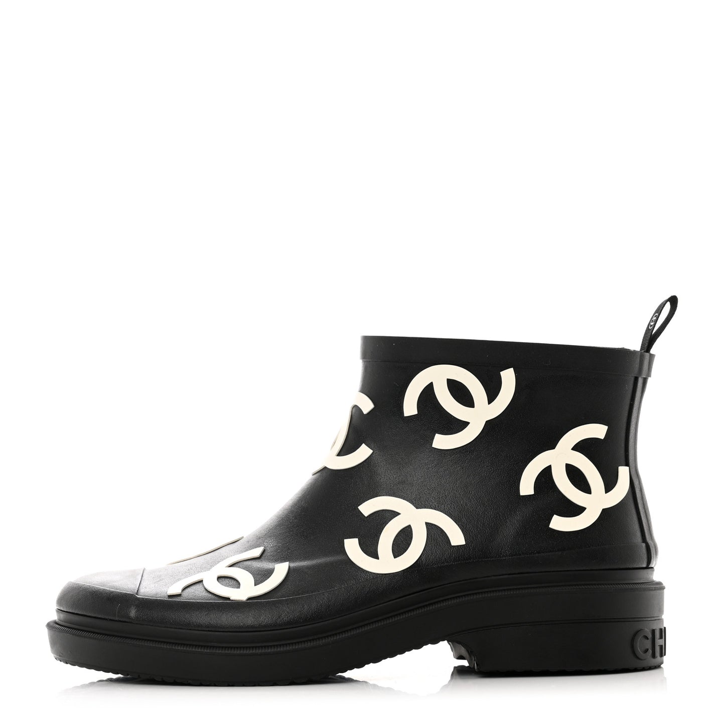 Rubber CC Print Boots 39 Black