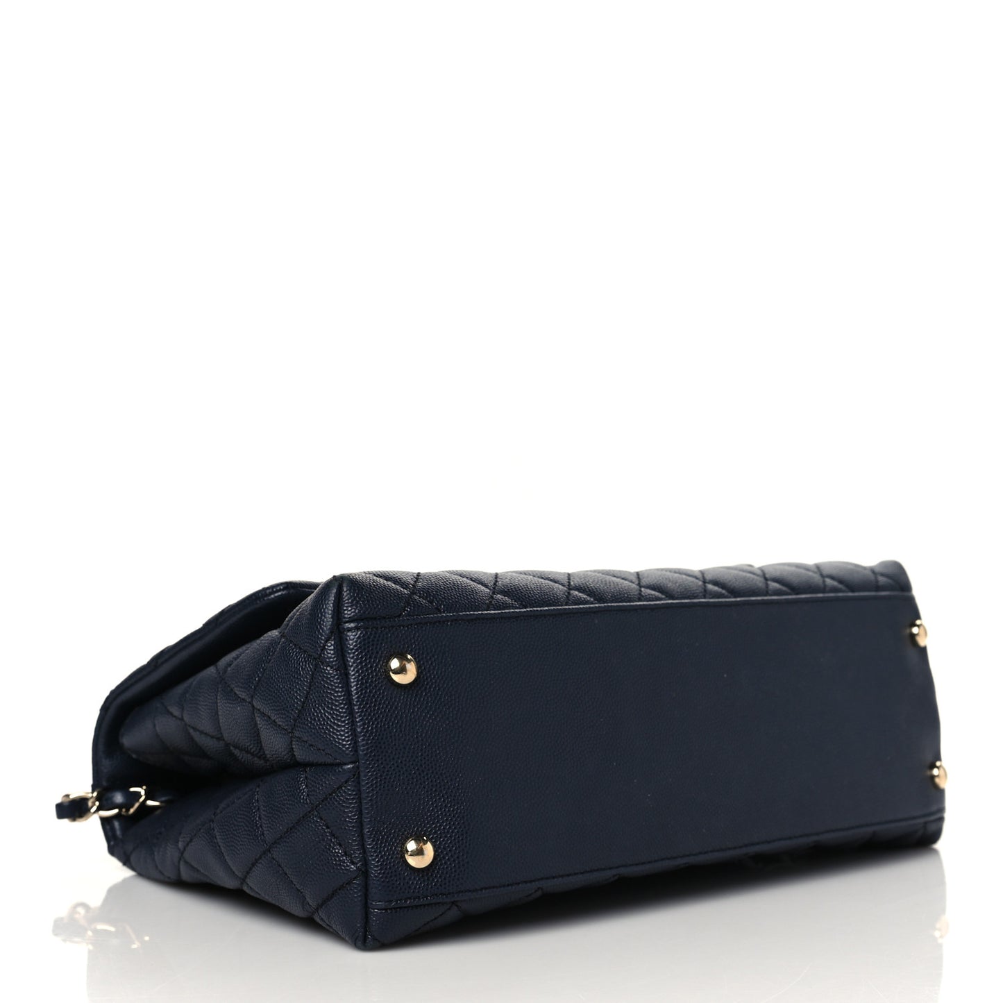 Caviar Quilted Small Coco Handle Flap Navy