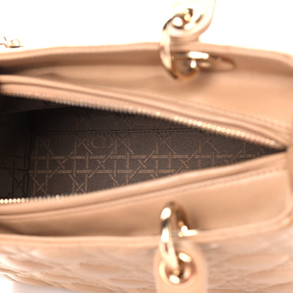 Christian Dior Lambskin Cannage Medium Lady Dior Beige 6 of 12