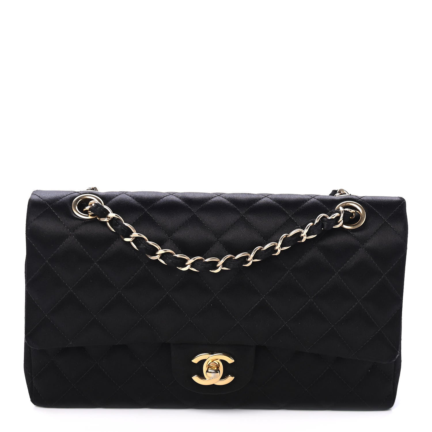Chanel Satin Quilted Medium Double Flap Black 2 of 5