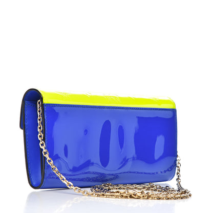 MCM Patent Two Tone Patricia Wallet On Chain Blue Neon Yellow 3 of 12